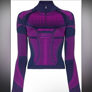 MISBHV purple pink long sleeve athletic sport top shirt zip up sexy size M